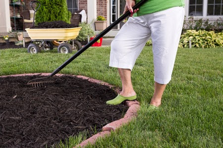 raking mulch